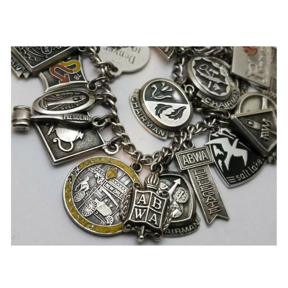 Loaded 1970's Sterling Silver ABWA Charm Bracelet - Picture 3 of 8
